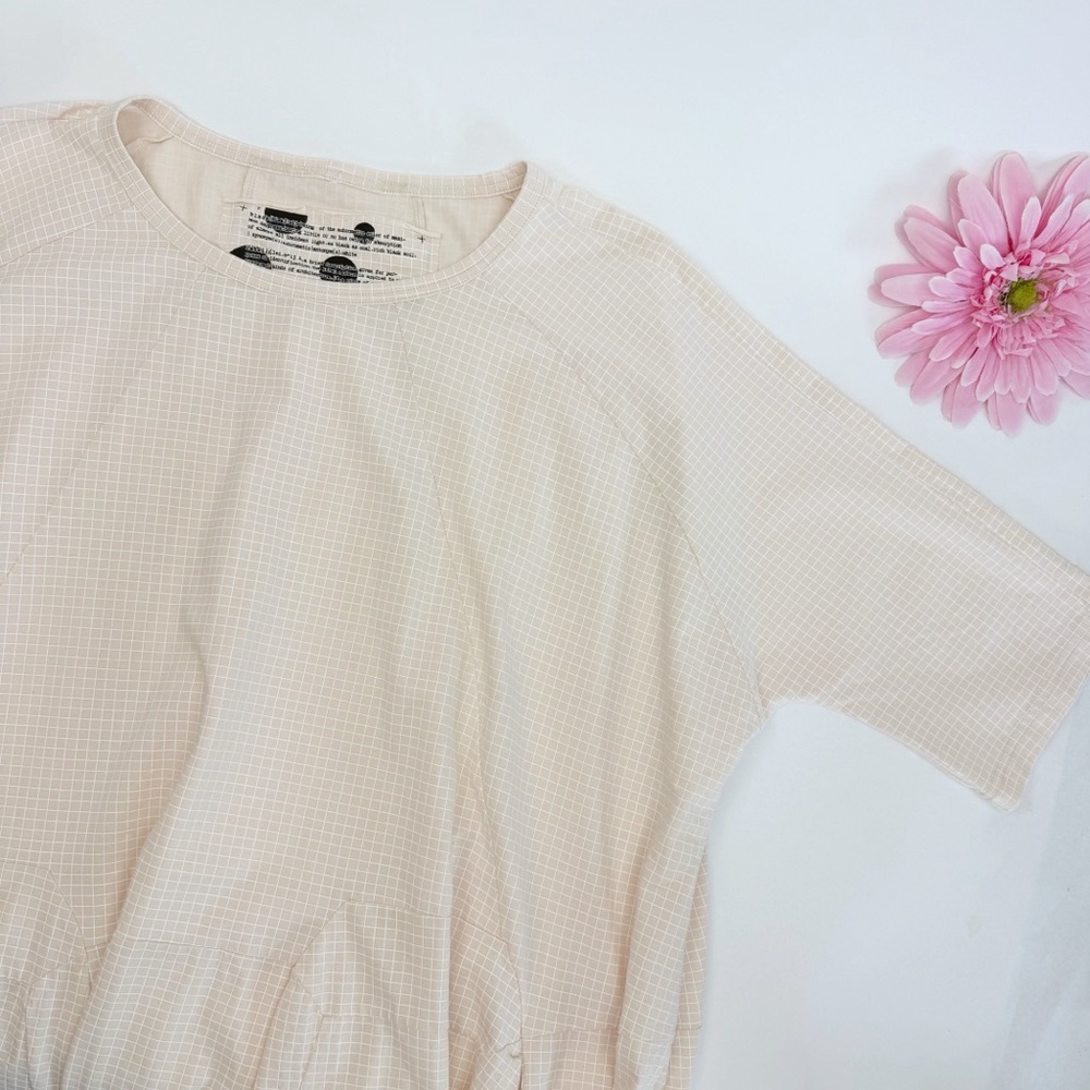 Rundholz Black Label Tunic Dress Flared Hemline Rose Print Check Beige White - Picture 6 of 12